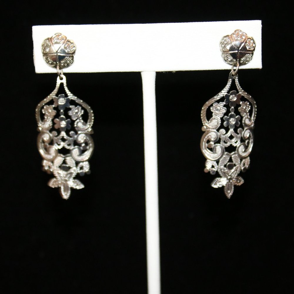 Filigree Silver Tone Earrings